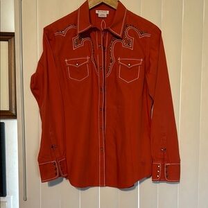 Ariat Burnt Orange Casual Button Down Shirt with Western Flair